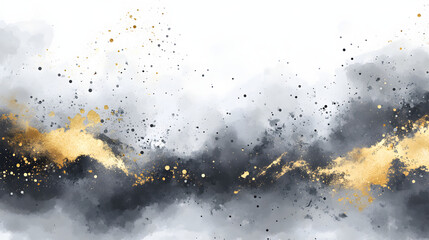 Black gold ink abstract flowing background