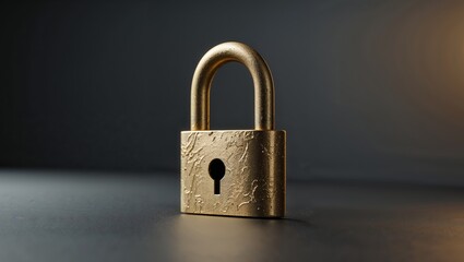 Fototapeta premium Golden Padlock with Keyhole on Black Background for Security Concept