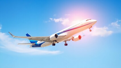 Obraz premium Airplane Taking Off Amidst Dramatic Sunset Sky Symbolizing Air Travel and Global Connectivity