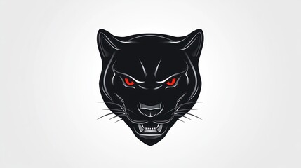 Obraz premium Black panther head, fierce expression, white background, logo design