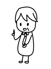 アドバイスをするスーツを着た男性のシンプルなイラスト