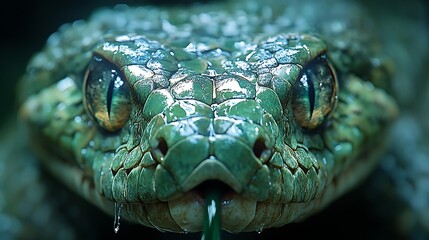 Fototapeta premium Extreme Predator Reptile Close-Up Poisonous Snake Striking Lethal Look Photo
