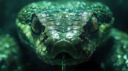 Deadly Snake Venom Dripping Sharp Fangs Aggressive Stare Dangerous Creature Photo