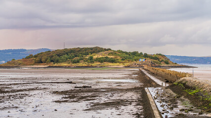 View from Cramond Beach to Cramond Island, Scotland, UK