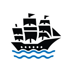 Sailboat icon logo design template isolated illustration