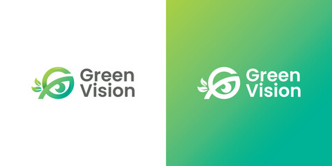 nature green eye g letter logo vector
