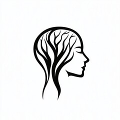 Artistic black silhouette of a figure with a tree-shaped head design.