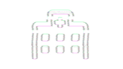 Icon hospital is distorted. Glitch. Noise, chromatic aberration, geometric distortion