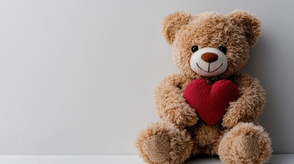 Obraz premium Cute Teddy Bear with Heart Represents Love and Affection in a Warm and Cozy Setting