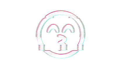 Icon kiss beam is distorted. Glitch. Noise, chromatic aberration, geometric distortion