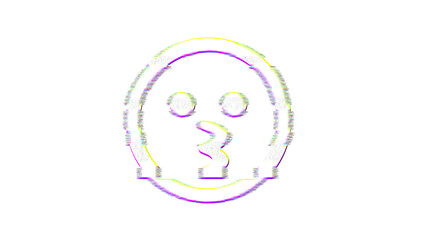 Icon kiss is distorted. Glitch. Noise, chromatic aberration, geometric distortion