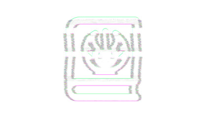 Russia, Ekaterinburg - March 05, 2025: Icon jedi book is distorted. Glitch. Noise, chromatic aberration, geometric distortion