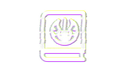 Russia, Ekaterinburg - March 05, 2025: Icon jedi book is distorted. Glitch. Noise, chromatic aberration, geometric distortion