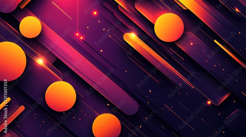 Poster vibrant abstract design with circular shapes and dynamic lines creating a captivating visual experie