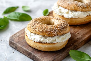 Bagel sandwich filled with cream cheese