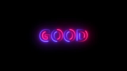 good job glowing neon lights Neon shine good text latter icon animation black background. - Powered by Adobe