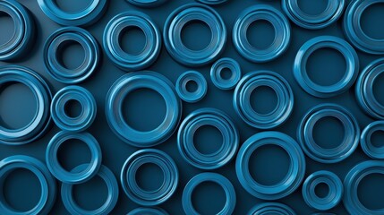 Blue Circular Patterns with Varying Sizes on a Dark Background