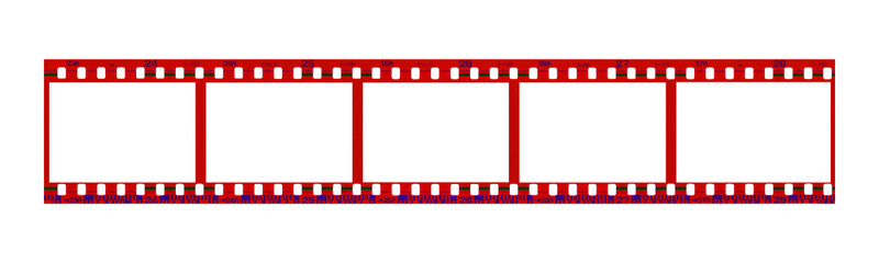Red Film Strip Frame Showing Five Empty Slots isolated transparent png background