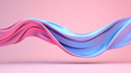 Soft Flowing Fabric Waves in Pink and Blue Against a Light Background