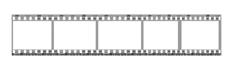 Red Film Strip Frame Showing Five Empty Slots isolated transparent png background