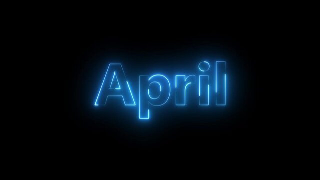 Abstract glowing text month April light neon effect background.Day of month with transparent background.