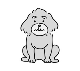 お座りするおじいちゃん犬手描きイラスト