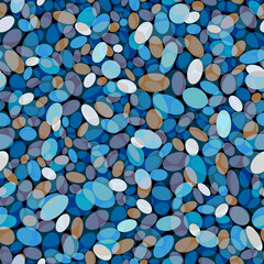 Multicolor layered sea pebbles, ovals, rounded shapes Modern abstract geometric seamless pattern Calm natural organic pastel colors