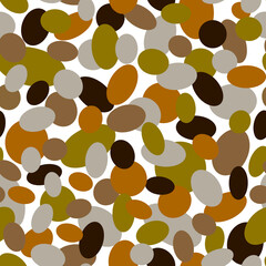 Abstract geometric seamless pattern Bright colorful ovals, rounded shapes on a white background Minimalist style