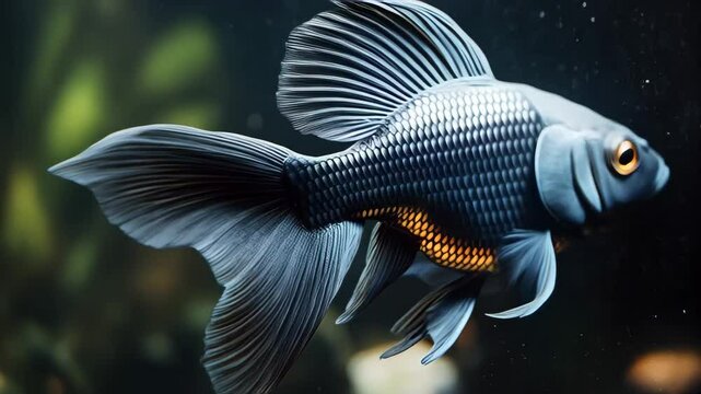 Black Goldfish in Dark Water