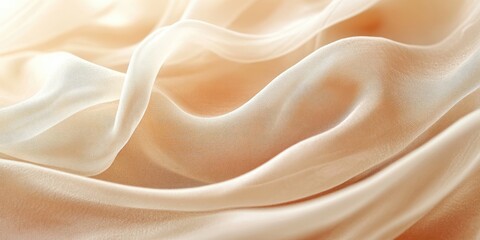 Obraz premium Soft beige silk fabric drapes elegantly in gentle folds, showcasing its delicate texture and sheen under natural light