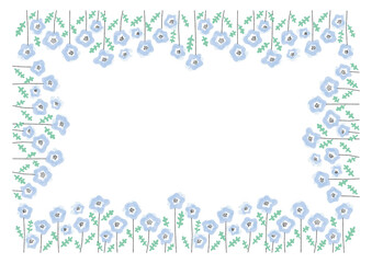 春の花ネモフィラのフレームイラスト