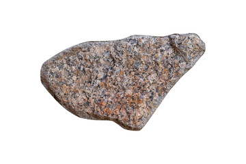 Large red granite stone for decoration isolated on white background.