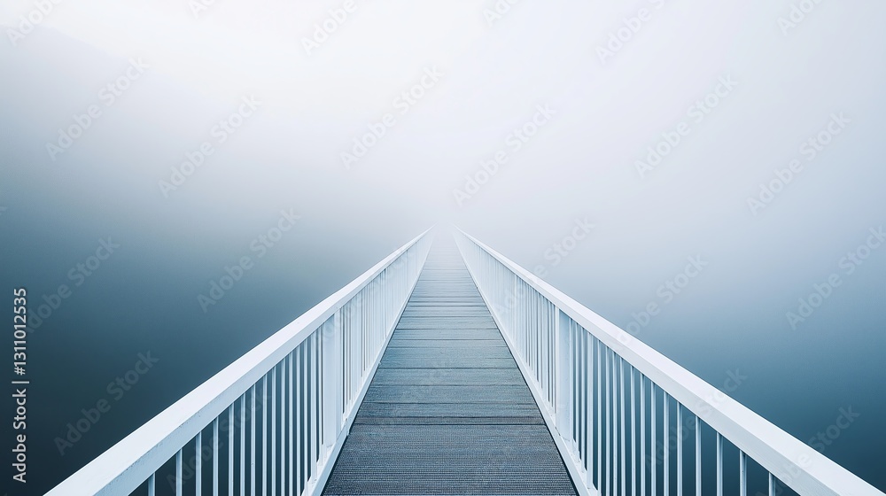 Aufkleber a white bridge extending into an endless mist