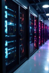 High-end server rack, powerful CPU cooling fans, performance, modern