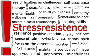 Stressresistence Wordcloud on white background - illustration