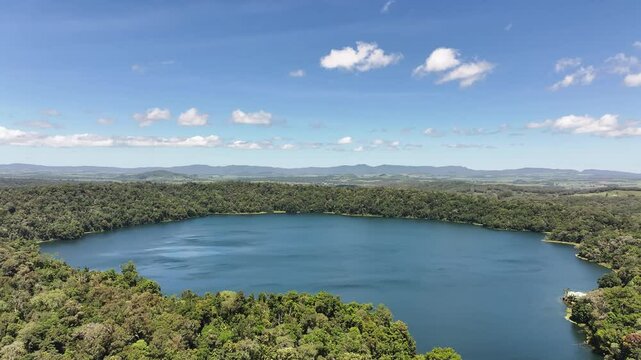 Aerial footage of Lake Barrine Queensland Australia