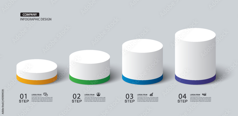 Canvas Prints infographics cylinder timeline success with 4 number data template. illustration abstract background