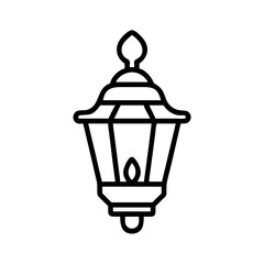 Obraz premium Garden lantern icon, gardening concept, minimalist design, line art style, monochrome