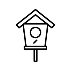 Birdhouse icon, gardening concept, minimalist design, line art style, monochrome
