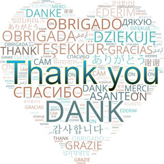 Diverse appreciation word cloud, incorporating 'Thank You' in different languages