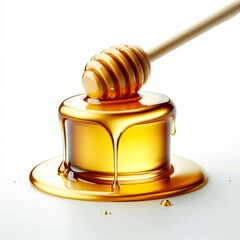 Honey Drips Forming Beautiful Patterns On White Background