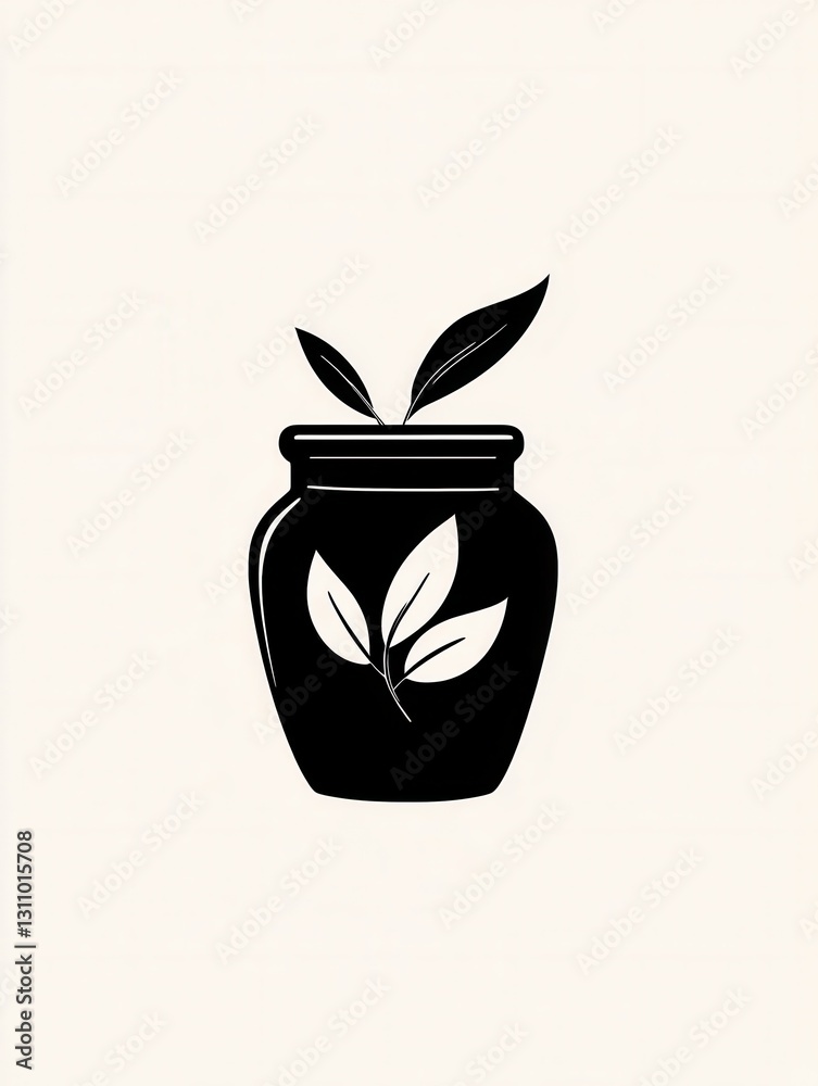 Poster elegant minimalist spice jar design featuring a black and white herbal branding element with simple,