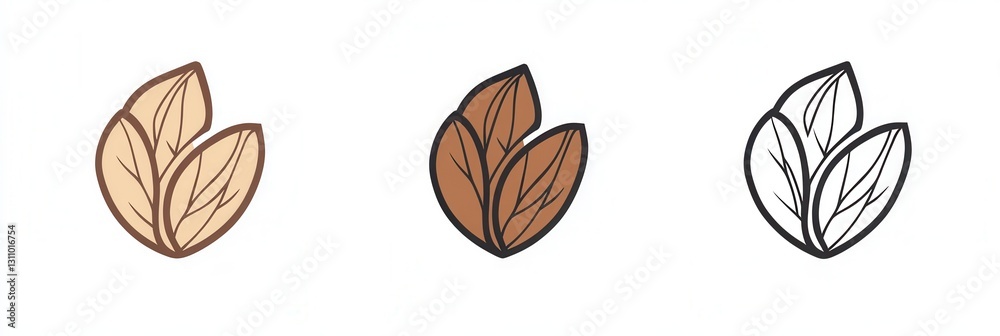 Aufkleber minimalist nut logo featuring modern abstract line art of almond and walnut design for branding or p