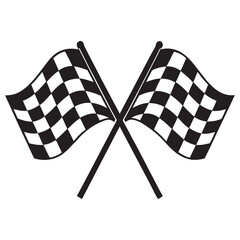 two crossed checkered black silhouette  vector illustration on white background