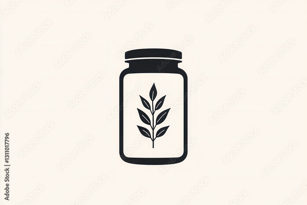 Poster elegant minimalist spice jar logo featuring simple black and white design ideal for herbal branding 