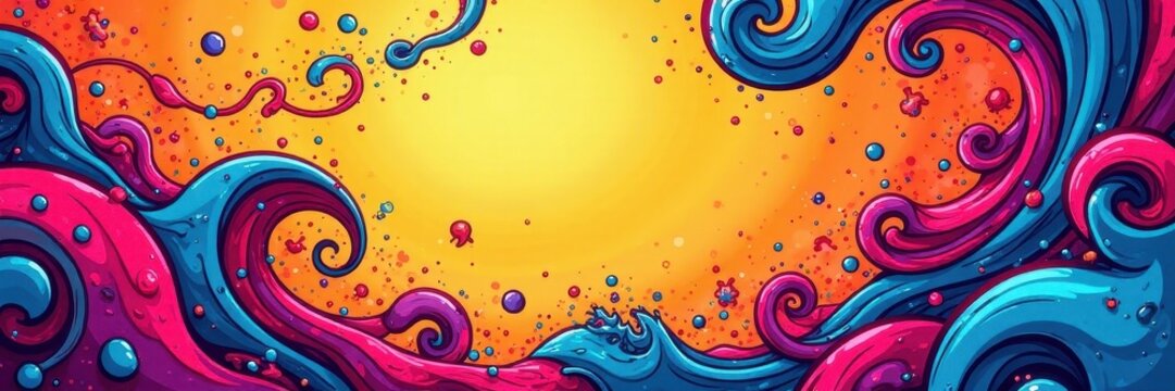 Vibrant swirls, cartoonish shapes, playful graffiti style , colorful, concept, fantasy