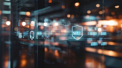 Close-up of a digital screen with a pop-up ad blocked by a shield icon, symbolizing ad-free browsing and online privacy protection in a modern workspace setting.