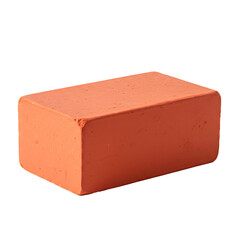 Rectangular Red Construction Brick with Smooth Surface and Rounded Edges, Isolated on Transparent Background