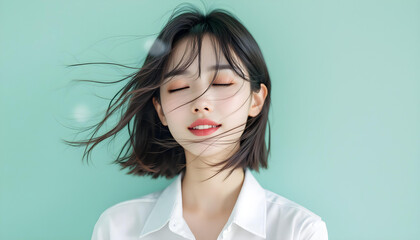 Fototapeta premium ファンタジーストーリー（ターコイズグリーンの色彩を纏った女性）