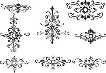  Set of decorative elements for flat design, ornaments, patterns. Hand drawn vector illustration